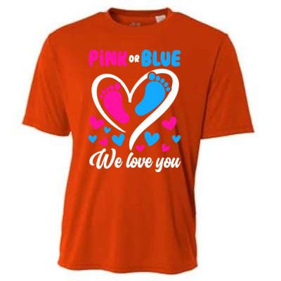 Pink Or Blue We Love You Gender Reveal Gift Cooling Performance Crew T-Shirt