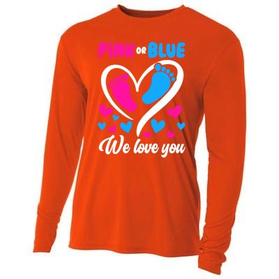 Pink Or Blue We Love You Gender Reveal Gift Cooling Performance Long Sleeve Crew