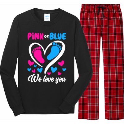 Pink Or Blue We Love You Gender Reveal Gift Long Sleeve Pajama Set