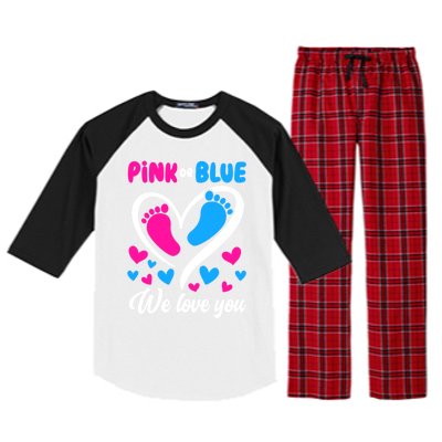 Pink Or Blue We Love You Gender Reveal Gift Raglan Sleeve Pajama Set