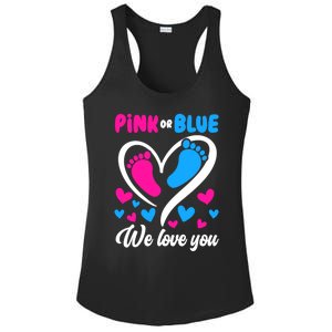 Pink Or Blue We Love You Gender Reveal Gift Ladies PosiCharge Competitor Racerback Tank