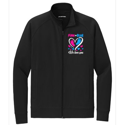 Pink Or Blue We Love You Gender Reveal Gift Stretch Full-Zip Cadet Jacket