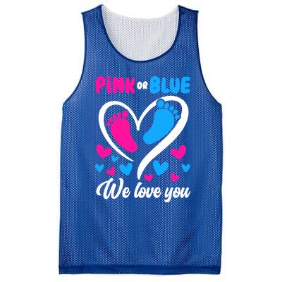 Pink Or Blue We Love You Gender Reveal Gift Mesh Reversible Basketball Jersey Tank