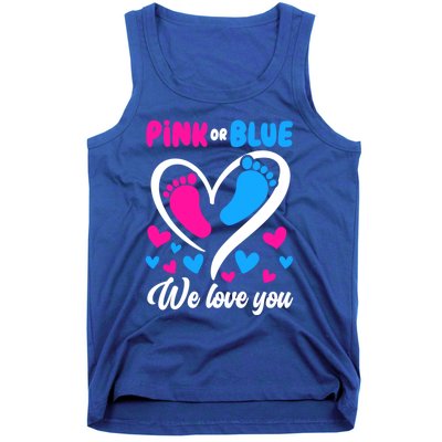 Pink Or Blue We Love You Gender Reveal Gift Tank Top