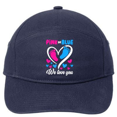 Pink Or Blue We Love You Gender Reveal Gift 7-Panel Snapback Hat