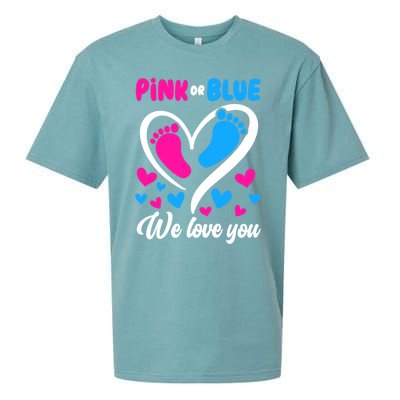 Pink Or Blue We Love You Gender Reveal Gift Sueded Cloud Jersey T-Shirt