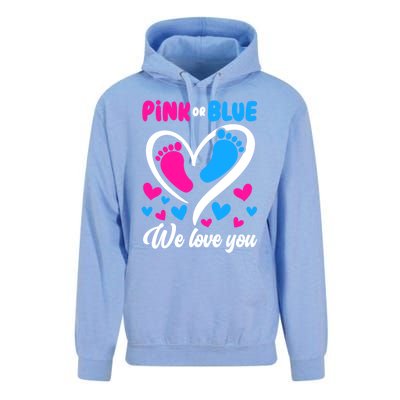 Pink Or Blue We Love You Gender Reveal Gift Unisex Surf Hoodie