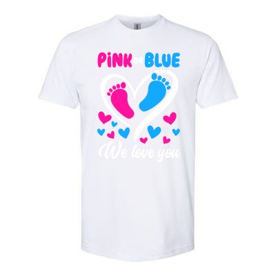 Pink Or Blue We Love You Gender Reveal Gift Softstyle CVC T-Shirt