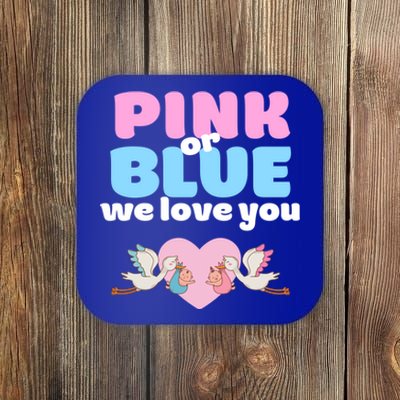 Pink Or Blue We Love You Gender Reveal Party Gift Coaster