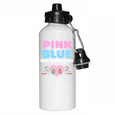 Pink Or Blue We Love You Gender Reveal Party Gift Aluminum Water Bottle