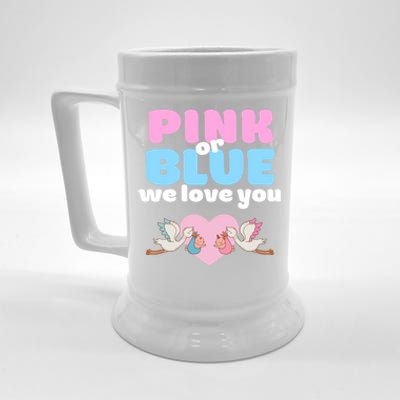 Pink Or Blue We Love You Gender Reveal Party Gift Beer Stein