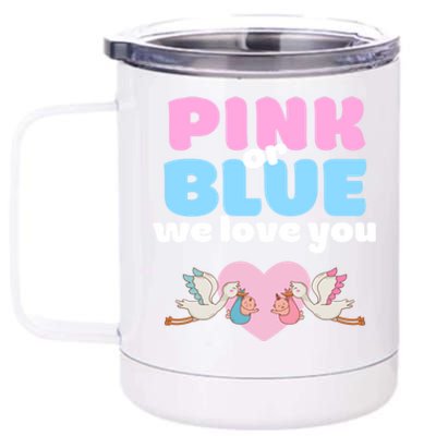 Pink Or Blue We Love You Gender Reveal Party Gift 12 oz Stainless Steel Tumbler Cup