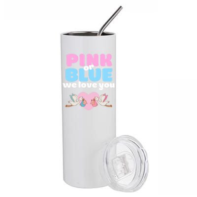 Pink Or Blue We Love You Gender Reveal Party Gift Stainless Steel Tumbler