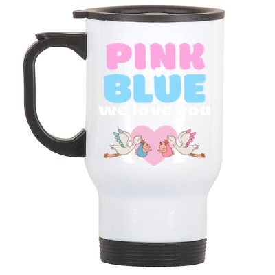 Pink Or Blue We Love You Gender Reveal Party Gift Stainless Steel Travel Mug