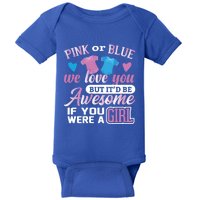 Pink Or Blue We Love You Gender Reveal Cute Gift Baby Bodysuit