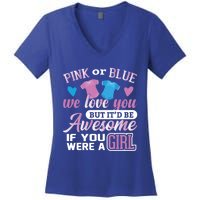 Pink Or Blue We Love You Gender Reveal Cute Gift Women's V-Neck T-Shirt