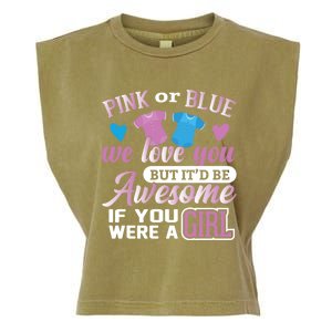 Pink Or Blue We Love You Gender Reveal Cute Gift Garment-Dyed Women's Muscle Tee