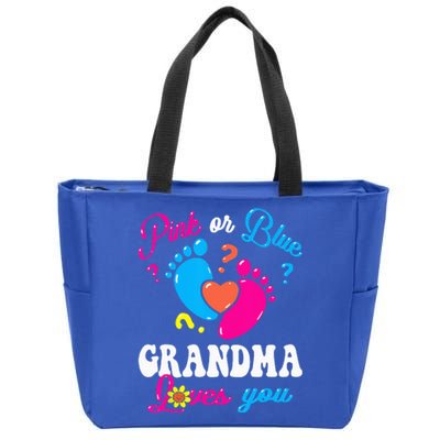 Pink Or Blue Grandma Loves You Baby Gender Reveal Party Zip Tote Bag