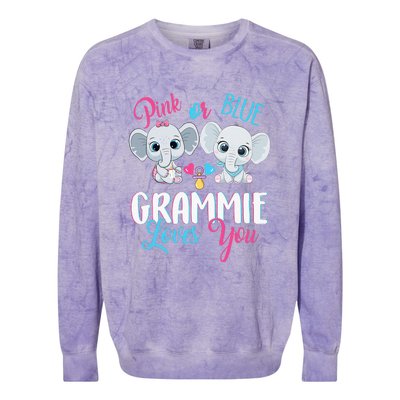 Pink Or Blue Grammie Loves You ElephantsBaby Gender Reveal Colorblast Crewneck Sweatshirt