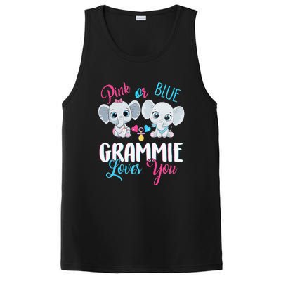 Pink Or Blue Grammie Loves You ElephantsBaby Gender Reveal PosiCharge Competitor Tank