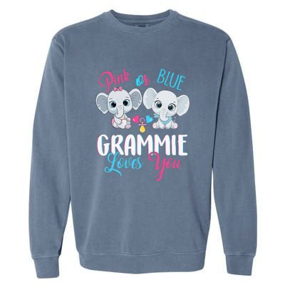 Pink Or Blue Grammie Loves You ElephantsBaby Gender Reveal Garment-Dyed Sweatshirt