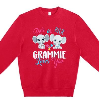 Pink Or Blue Grammie Loves You ElephantsBaby Gender Reveal Premium Crewneck Sweatshirt