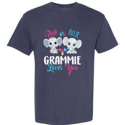 Pink Or Blue Grammie Loves You ElephantsBaby Gender Reveal Garment-Dyed Heavyweight T-Shirt