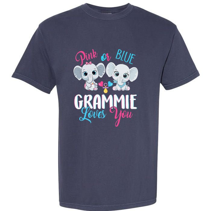 Pink Or Blue Grammie Loves You ElephantsBaby Gender Reveal Garment-Dyed Heavyweight T-Shirt