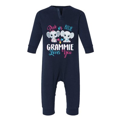 Pink Or Blue Grammie Loves You ElephantsBaby Gender Reveal Infant Fleece One Piece