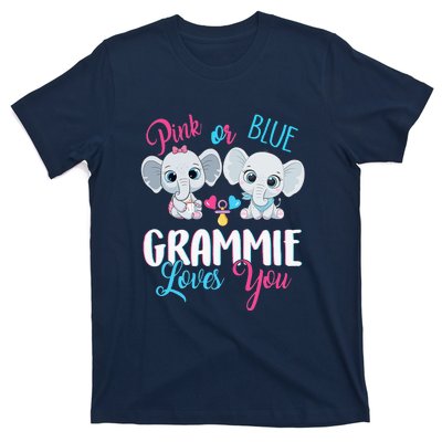 Pink Or Blue Grammie Loves You ElephantsBaby Gender Reveal T-Shirt