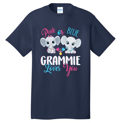 Pink Or Blue Grammie Loves You ElephantsBaby Gender Reveal Tall T-Shirt