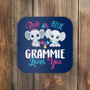 Pink Or Blue Grammie Loves You ElephantsBaby Gender Reveal Coaster