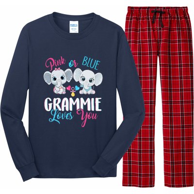 Pink Or Blue Grammie Loves You ElephantsBaby Gender Reveal Long Sleeve Pajama Set