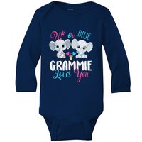 Pink Or Blue Grammie Loves You ElephantsBaby Gender Reveal Baby Long Sleeve Bodysuit