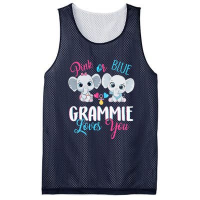 Pink Or Blue Grammie Loves You ElephantsBaby Gender Reveal Mesh Reversible Basketball Jersey Tank