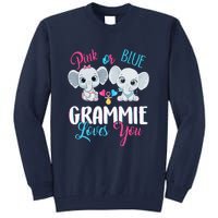 Pink Or Blue Grammie Loves You ElephantsBaby Gender Reveal Tall Sweatshirt