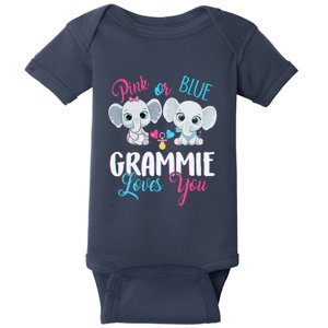 Pink Or Blue Grammie Loves You ElephantsBaby Gender Reveal Baby Bodysuit