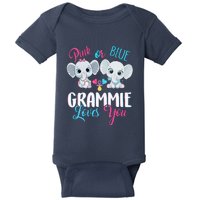 Pink Or Blue Grammie Loves You ElephantsBaby Gender Reveal Baby Bodysuit