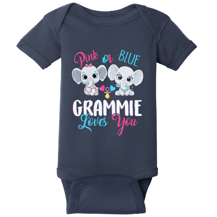 Pink Or Blue Grammie Loves You ElephantsBaby Gender Reveal Baby Bodysuit