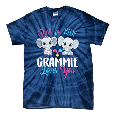 Pink Or Blue Grammie Loves You ElephantsBaby Gender Reveal Tie-Dye T-Shirt