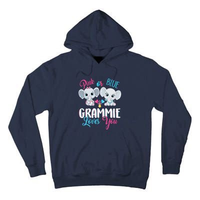 Pink Or Blue Grammie Loves You ElephantsBaby Gender Reveal Tall Hoodie