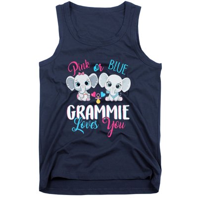 Pink Or Blue Grammie Loves You ElephantsBaby Gender Reveal Tank Top