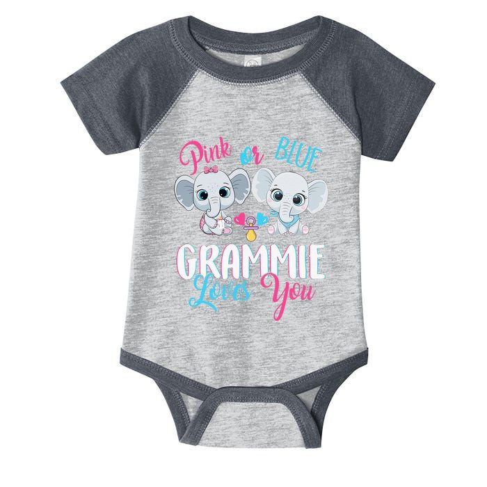 Pink Or Blue Grammie Loves You ElephantsBaby Gender Reveal Infant Baby Jersey Bodysuit