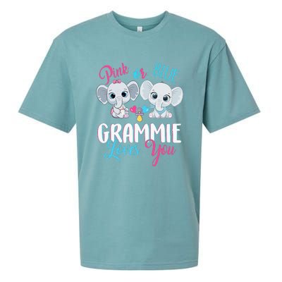 Pink Or Blue Grammie Loves You ElephantsBaby Gender Reveal Sueded Cloud Jersey T-Shirt