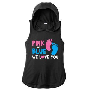 Pink Or Blue We Love You Gender Reveal Gift Ladies PosiCharge Tri-Blend Wicking Draft Hoodie Tank