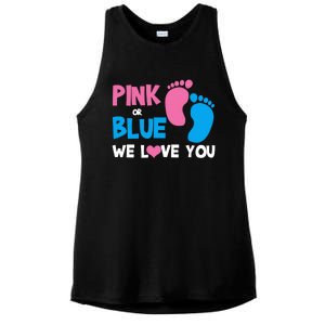 Pink Or Blue We Love You Gender Reveal Gift Ladies PosiCharge Tri-Blend Wicking Tank