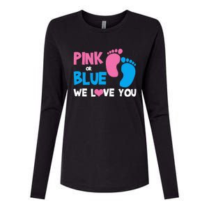 Pink Or Blue We Love You Gender Reveal Gift Womens Cotton Relaxed Long Sleeve T-Shirt