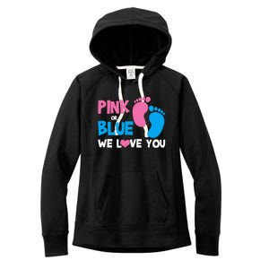 Pink Or Blue We Love You Gender Reveal Gift Women's Fleece Hoodie