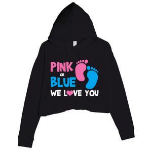 Pink Or Blue We Love You Gender Reveal Gift Crop Fleece Hoodie