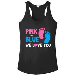 Pink Or Blue We Love You Gender Reveal Gift Ladies PosiCharge Competitor Racerback Tank